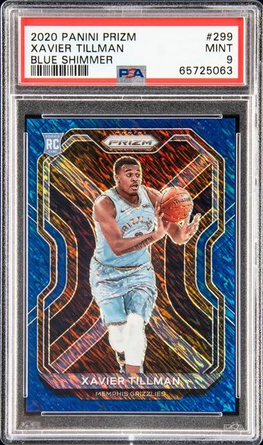 2020 Panini Prizm Xavier Tillman Blue Shimmer #299 card image