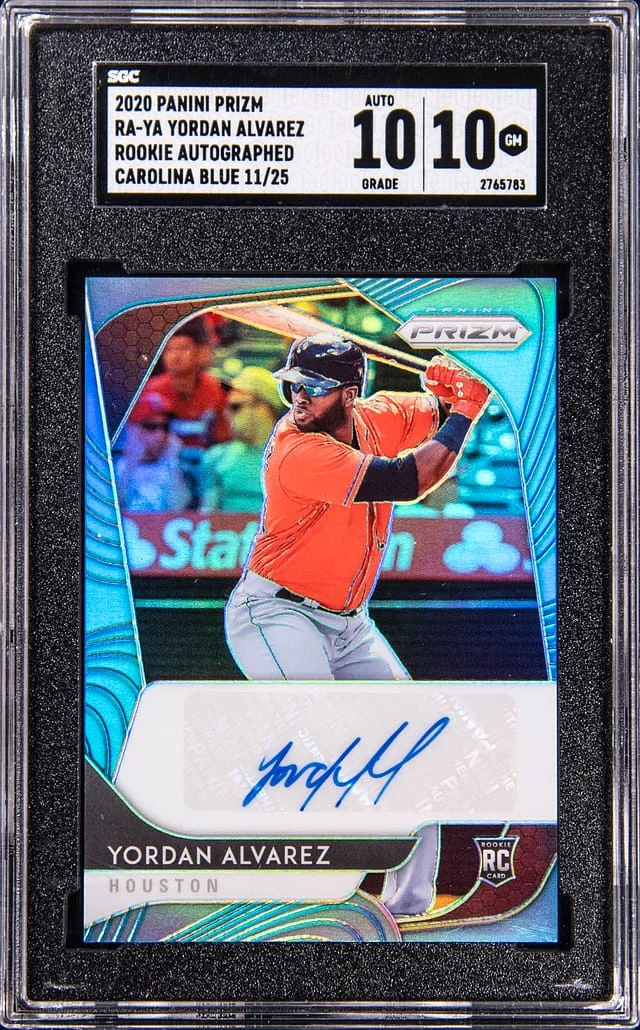 2020 Panini Prizm Yordan Alvarez Autographed Carolina Blue #RA-YA card image