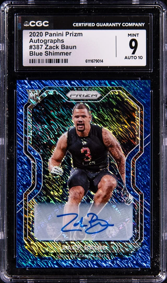 2020 Panini Prizm Zack Baun Autographs Blue Shimmer #387 card image