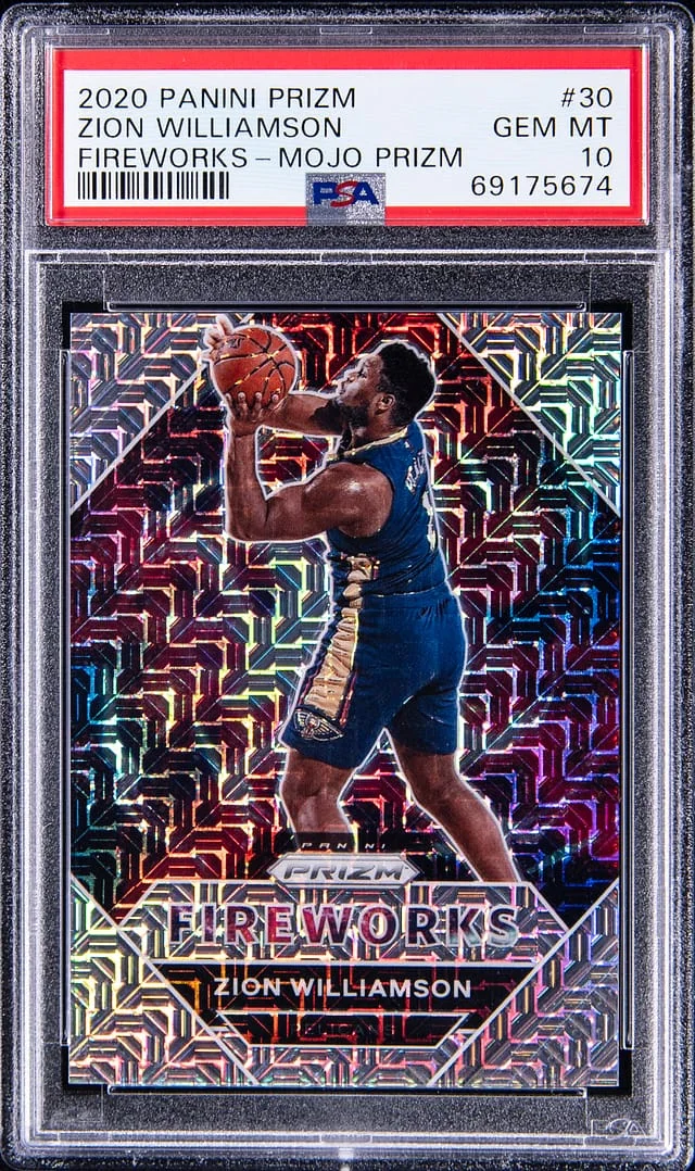2020 Panini Prizm Zion Williamson Fireworks Mojo Prizm #30 card image