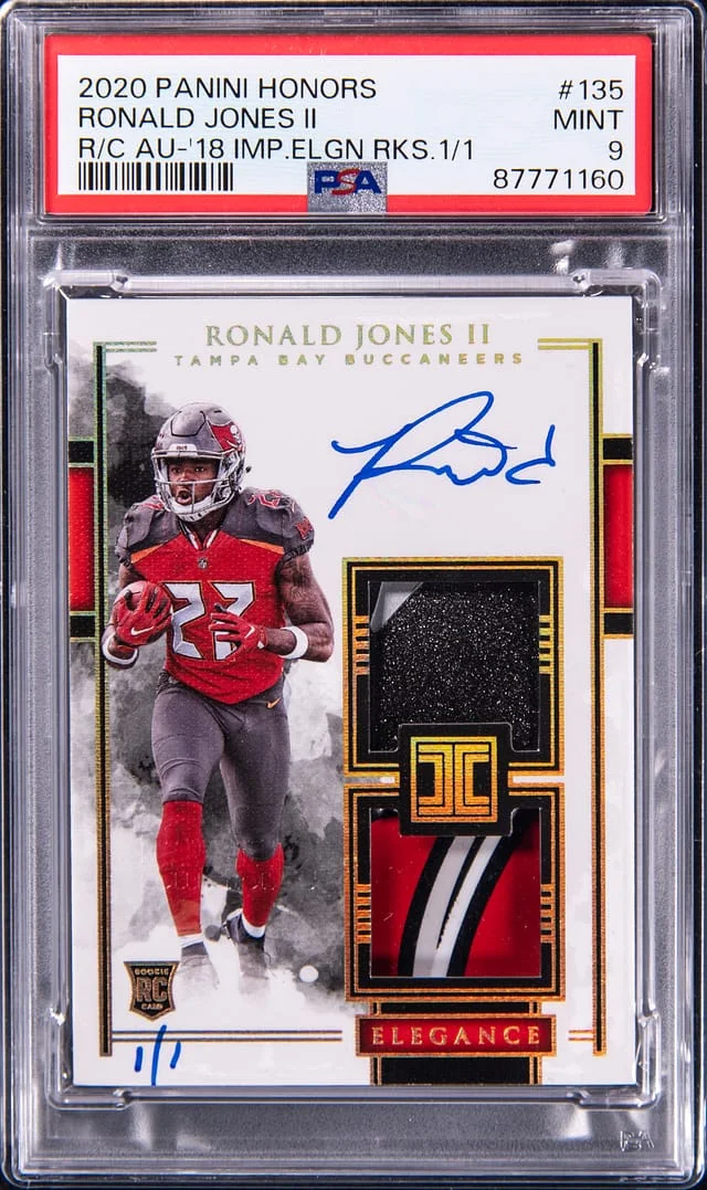 2020 Panini Ronald Jones Honors Recollection Collection Autographs '19 Impeccable Elegance Rookies #135 card image