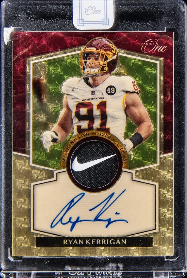 2020 Panini Ryan Kerrigan One Gold Vinyl Veteran Patch Autograph #399 card image
