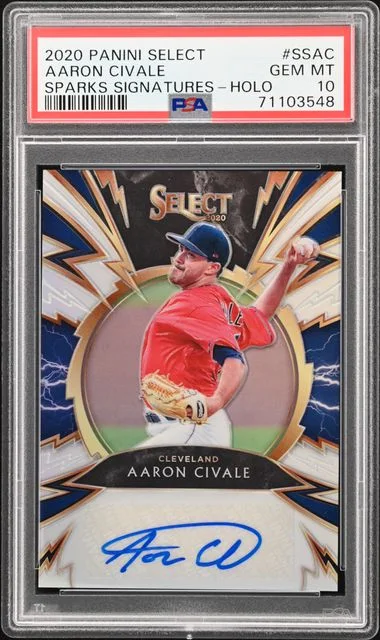 2020 Panini Select Aaron Civale Sparks Signatures Holo #SSAC card image