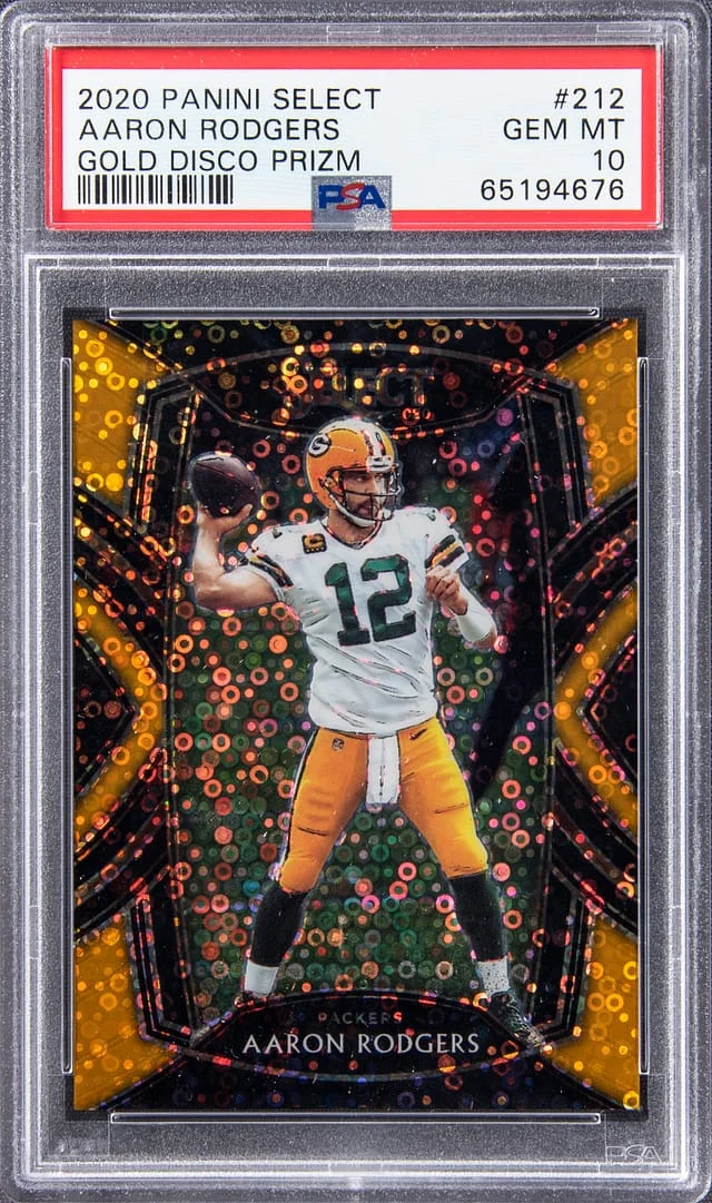 2020 Panini Select Aaron Rodgers Gold Disco Prizm #212 card image