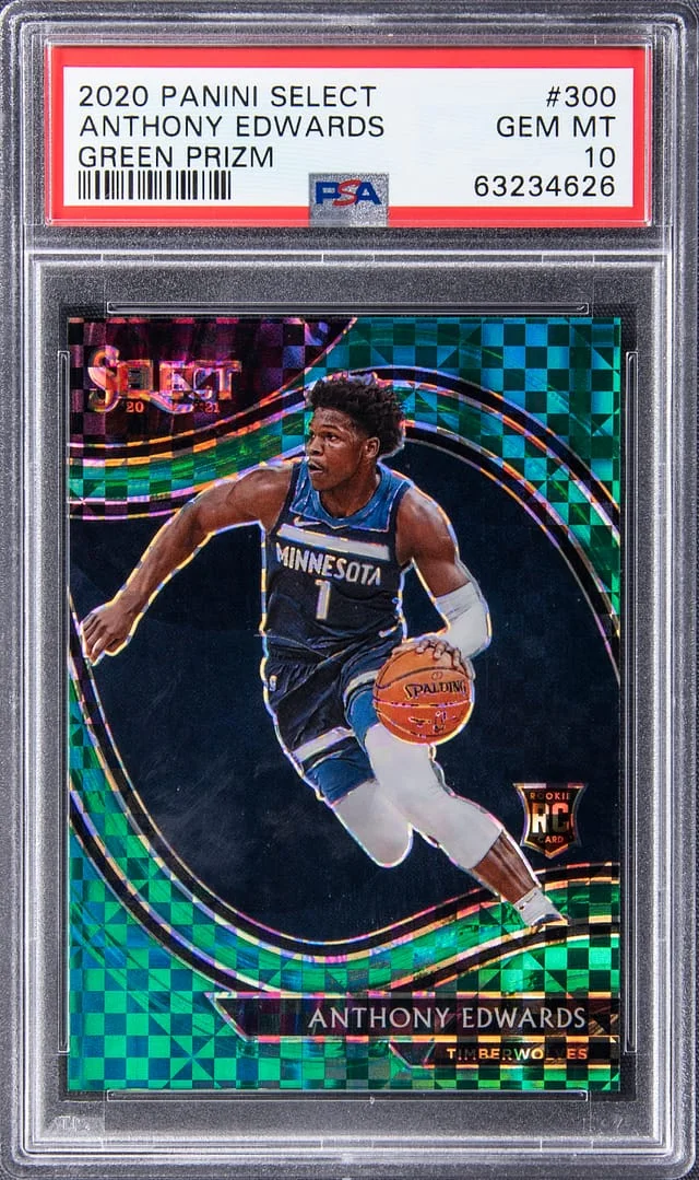 2020 Panini Select Anthony Edwards Green Prizm #300 card image