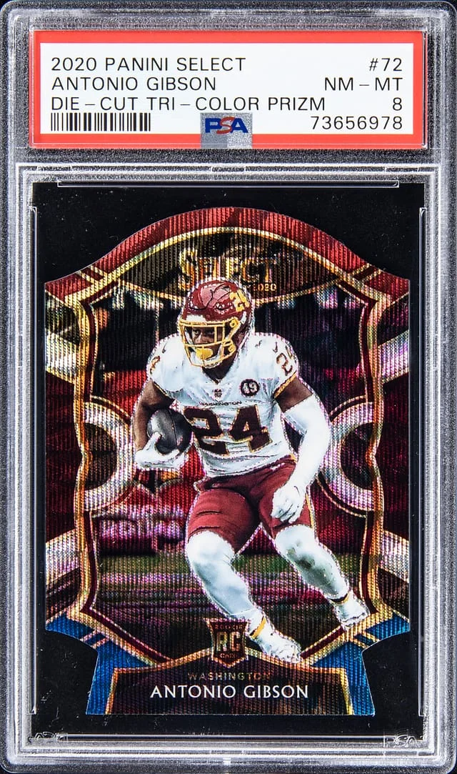 2020 Panini Select Antonio Gibson Die-Cut Tri-Color Prizm #72 card image
