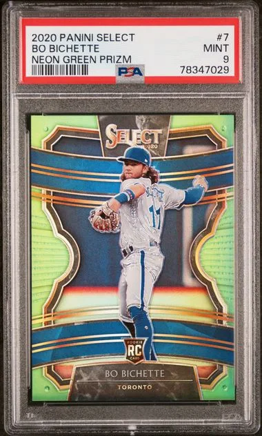 2020 Panini Select Bo Bichette Neon Green Prizm #7 card image