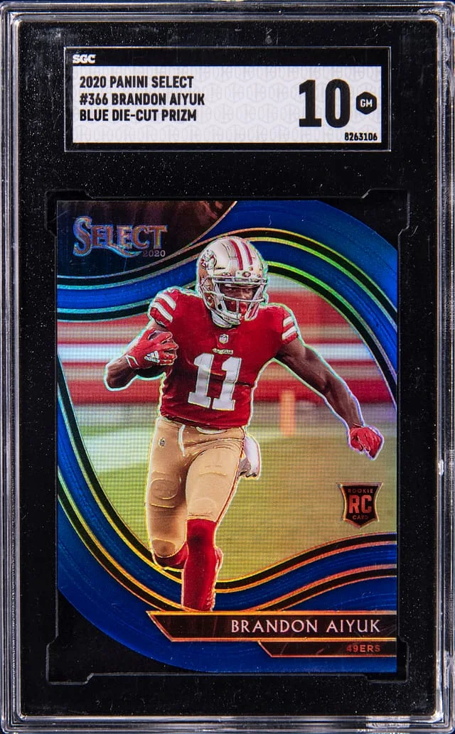 2020 Panini Select Brandon Aiyuk Blue Die-Cut Prizm #366 card image