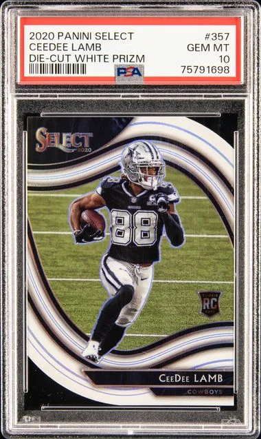 2020 Panini Select CeeDee Lamb Die-Cut White Prizm #357 card image