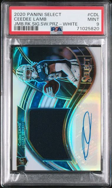 2020 Panini Select Ceedee Lamb Jumbo Signature Swatch Prizm White #CDL card image