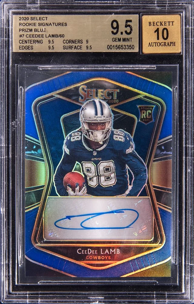 2020 Panini Select CeeDee Lamb Signatures Prizm Blue #RS-CDL card image