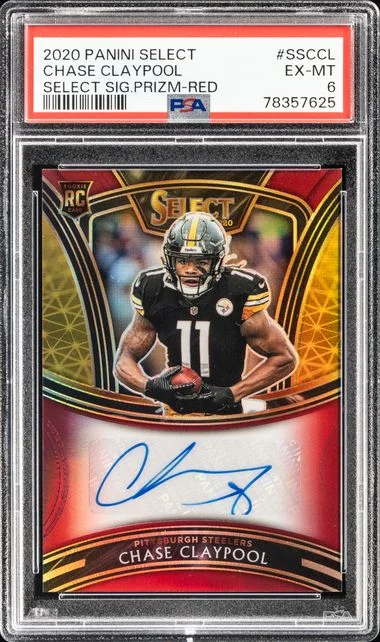 2020 Panini Select Chase Claypool Select Signatures Prizm Red #SS-CCL card image