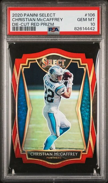 2020 Panini Select Christian Mccaffrey Purple Prizm #106 card image
