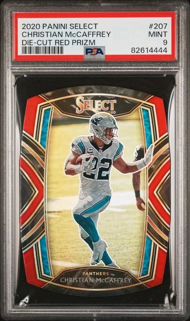 2020 Panini Select Christian Mccaffrey Die-Cut Red Prizm #207 card image