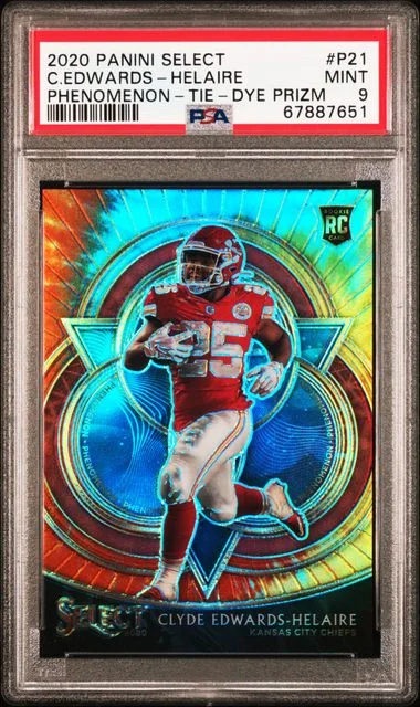 2020 Panini Select Clyde Edwards-Helaire Phenomenon Tie-Dye Prizm #P21 card image