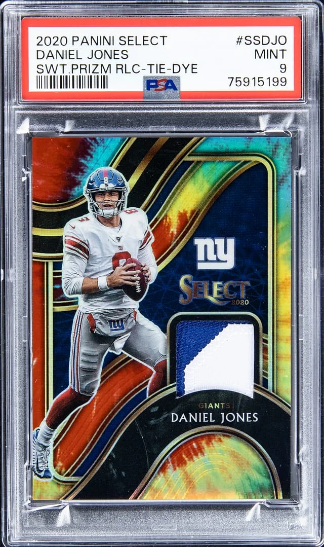 2020 Panini Select Daniel Jones Swatches Prizm Relic Tie-Dye #SS-DJO card image