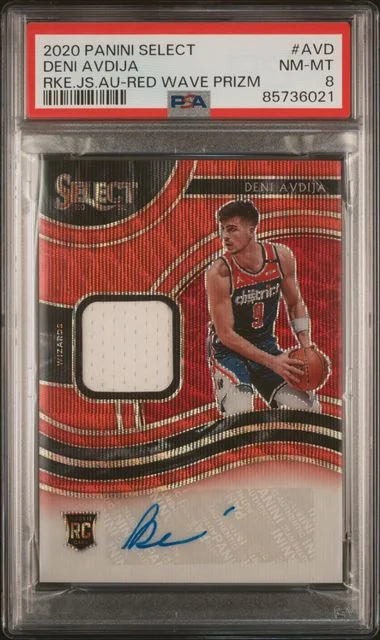 2020 Panini Select Deni Avdija Jersey Autographs Red Wave Prizm #RJA-AVD card image
