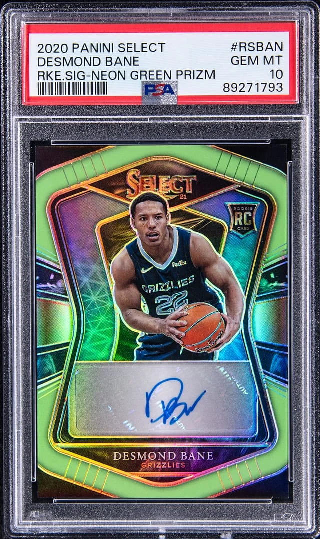 2020 Panini Select Desmond Bane Signatures-Neon Green Prizm #RSBAN card image