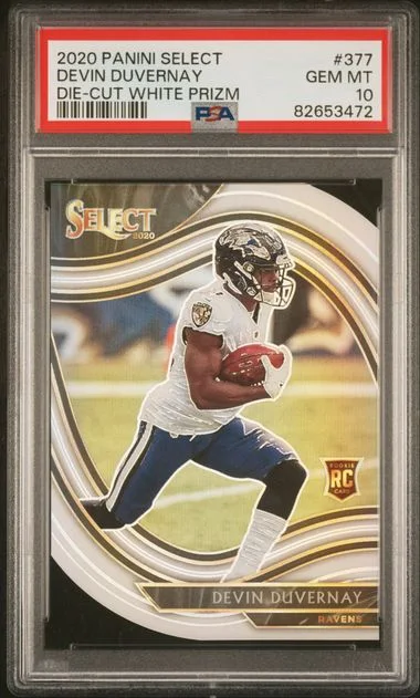 2020 Panini Select Devin Duvernay Die-Cut White Prizm #377 card image