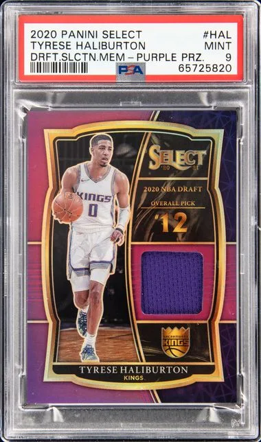 2020 Panini Select Draft Selection Memorabilia Purple Prizm Hal Tyrese Haliburton #no-number card image