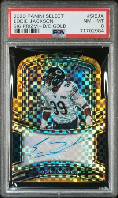 2020 Panini Select Eddie Jackson Signatures Prizm Die-Cut Gold #SIEJA card image