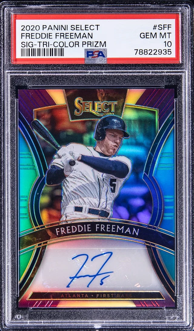 2020 Panini Select Freddie Freeman Signature Tri-Color Prizm #S-FF card image