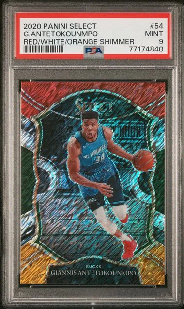2020 Panini Select Giannis Antetokounmpo Red/White/Orange Shimmer #54 card image