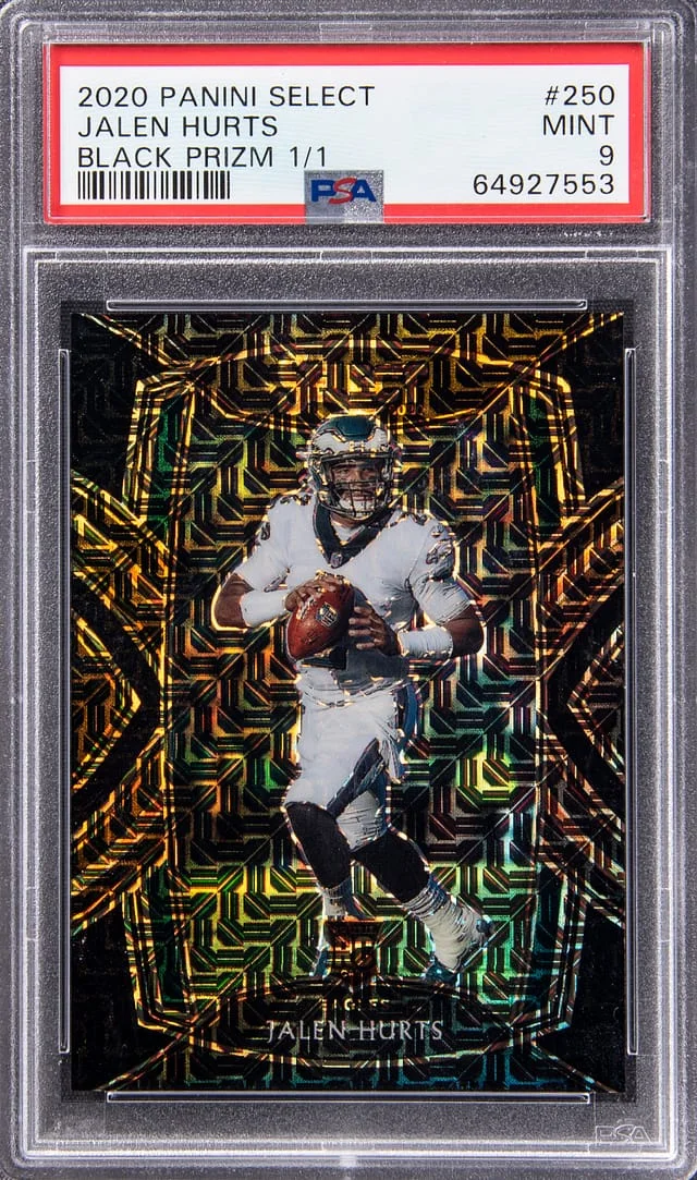 2020 Panini Select Jalen Hurts – Jersey Number Black Prizm #250 card image