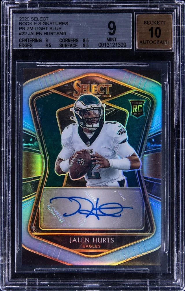 2020 Panini Select Jalen Hurts Signatures Gold Prizm #RS-JHU card image