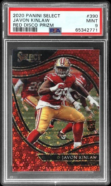 2020 Panini Select Javon Kinlaw Red Disco Prizm #390 card image