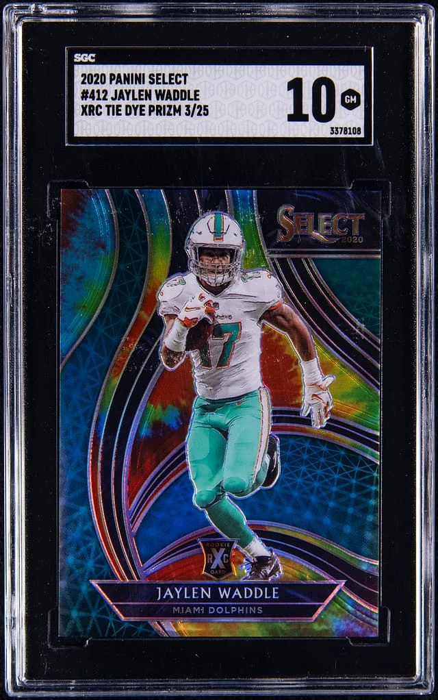 2020 Panini Select Jaylen Waddle XRC Tie Dye Prizm #412 card image