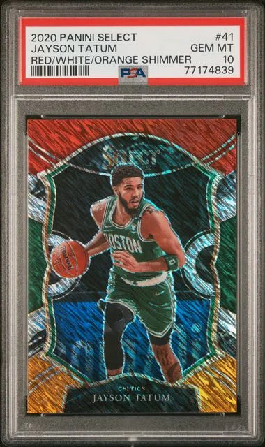 2020 Panini Select Jayson Tatum Red/White/Orange Shimmer #41 card image