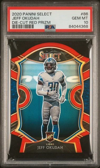 2020 Panini Select Jeff Okudah Die-Cut Red Prizm #86 card image