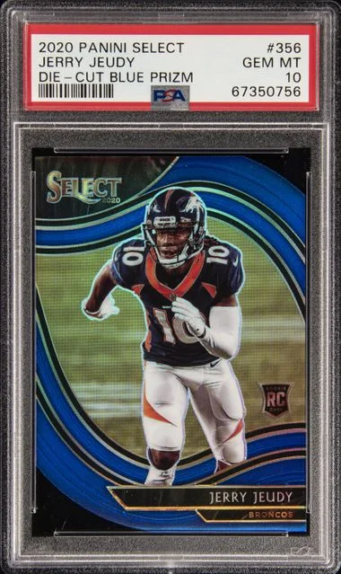 2020 Panini Select Jerry Jeudy Die-Cut Blue Prizm #356 card image