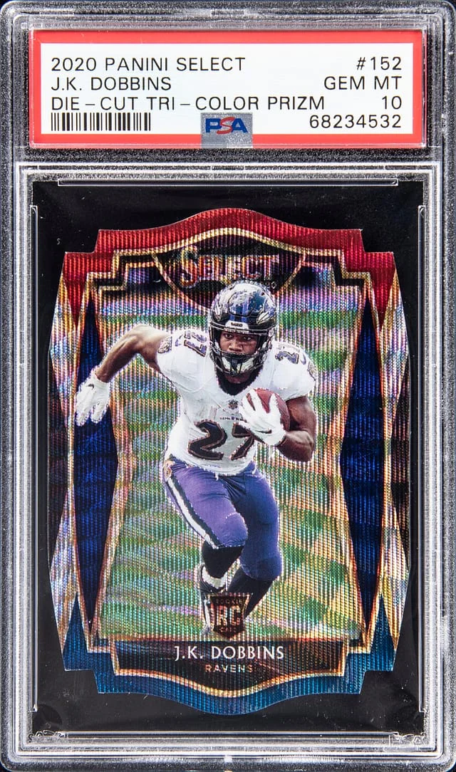 2020 Panini Select J.K Dobbins Die - Cut Tri - Color Prizm #152 card image