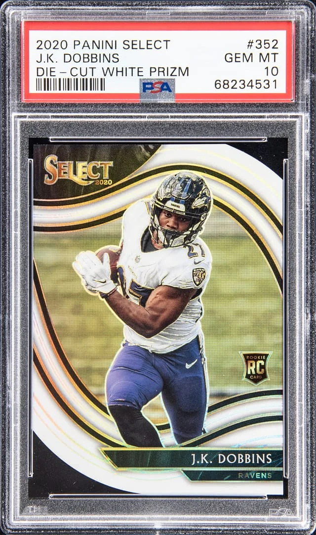 2020 Panini Select J.K Dobbins Die - Cut White Prizm #352 card image