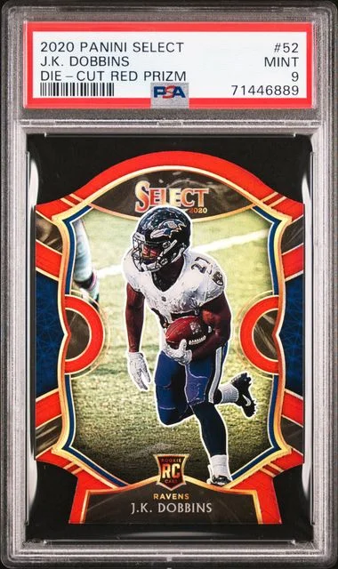 2020 Panini Select J.K. Dobbins Die-Cut Red Prizm #52 card image