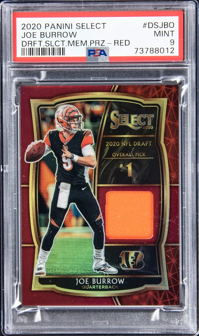 2020 Panini Select Joe Burrow Draft Selections Memorabilia Prizm Red #DSJBO card image