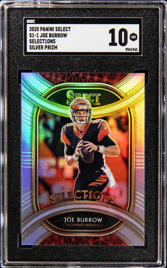 2020 Panini Select Joe Burrow Select1ons Silver Prizm #S1-1 card image