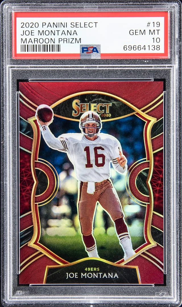 2020 Panini Select Joe Montana Maroon Prizm #19 card image