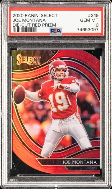 2020 Panini Select Joe Montana Die-Cut Red Prizm #319 card image
