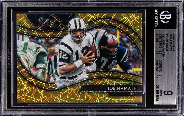 2020 Panini Select Joe Namath Snapshots Gold Prizm #SS-23 card image