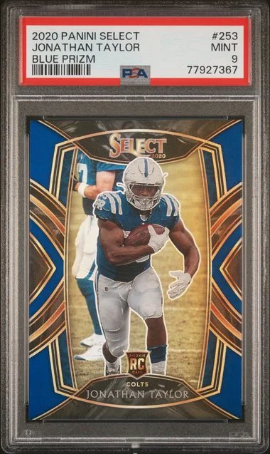 2020 Panini Select Jonathan Taylor Blue Prizm #253 card image