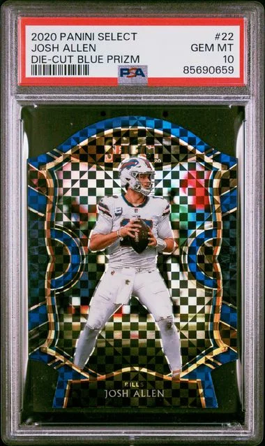 2020 Panini Select Josh Allen Die-Cut Blue Prizm #22 card image