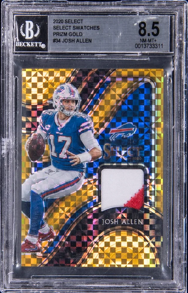 2020 Panini Select Josh Allen Swatches Gold Prizm #SS-JAL card image