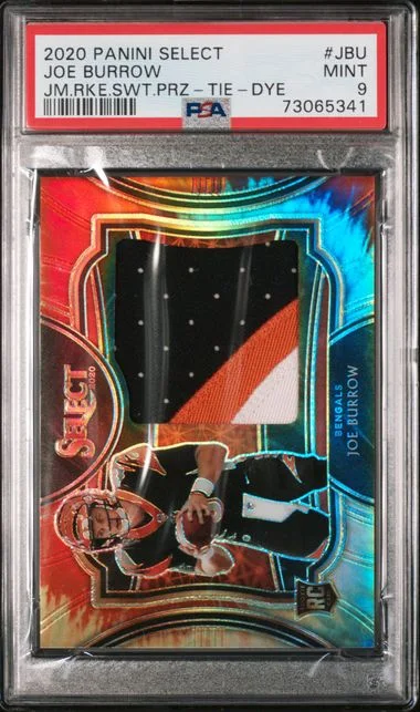 2020 Panini Select Jumbo Swatch Prizm Tie-Dye Jbu Joe Burrow #no-number card image