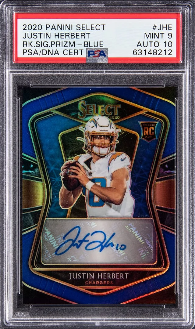 2020 Panini Select Justin Hebert Blue #JHE card image