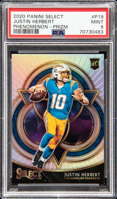2020 Panini Select Justin Herbert Phenomenon Prizm #P19 card image