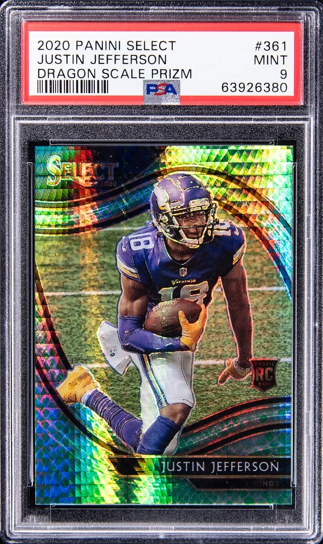2020 Panini Select Justin Jefferson Gold Prizm #361 card image