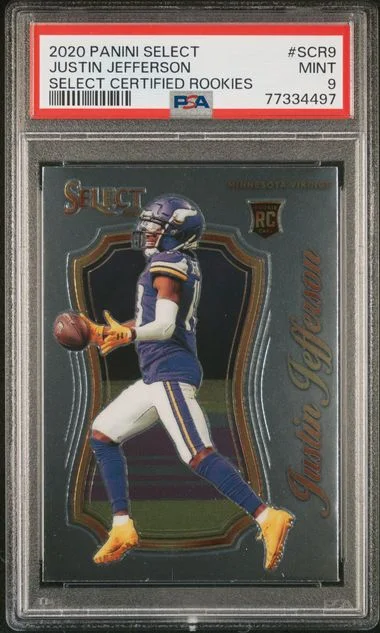 2020 Panini Select Justin Jefferson Certified Rookies #SCR-9 card image
